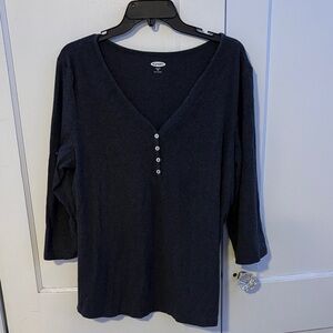 Old Navy Dark Blue V-Neck Long Sleeve Top